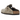 Birkenstock Boston Taupe baskets vue latérale classique avec empeigne en daim doux, boucle en métal et semelle intérieure en liège.