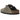 Birkenstock Boston Taupe Narrow Fit baskets vue angulaire avec dessus en daim, sangle à boucle réglable et semelle en liège brun