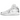 Jordan 1 Mid SE Metallic Silver baskets en vue sous angle avec des superpositions en cuir argenté brillant et une base blanche