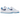 Nike Air Force 1 '07 'First Use - White University Blue' baskets en vue laterale avec une tige en cuir blanc et un swoosh bleu