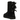 UGG Bailey Bow II Boot Black baskets, vue arrière montrant les nœuds en satin caractéristiques, daim noir de qualité et semelle robuste.