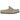 Birkenstock Naples Wrapped Suede Leather Taupe baskets vue latérale, en daim beige avec une couture apparente sur le bout et semelle en liège.