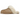 UGG Scuffette II Slipper Sand baskets vue latérale avec une empeigne en daim beige et une doublure douce en peau de mouton brun clair.