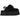 UGG Funkette Slipper Black baskets vue de profil avec semelle plateforme signature, tige en daim noir et doublure en peluche douce