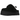 UGG Funkette Slipper Black baskets vue latérale avec tige en suède noir, semelle plateforme et logo visible sur le col en fourrure et la bride.