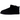 UGG Classic Ultra Mini Boot Black baskets vue de profil, fabriquées en daim noir avec une tige basse, une semelle plate et un talon renforcé.