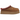 UGG Tazz Slipper Chestnut baskets vue angulaire avec tige en daim châtain, doublure en peau de mouton synthétique et semelle compensée
