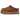 UGG Tazz Slipper Chestnut baskets vue angulaire avec tige en daim marron, doublure en peau lainée synthétique et semelle plateforme avec galon tressé.
