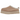 UGG Tazz Slipper Sand baskets en vue angulaire montrant la tige en daim marron clair, la semelle plateforme et les détails brodés sur le bord