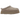 UGG Tazz Slipper Grey baskets vue latérale avec semelle plateforme imposante, empeigne en daim gris et bordure tissée décorative
