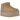Baskets UGG Classic Ultra Mini Platform Boot Driftwood vue sous un angle, en daim beige avec une semelle compensée caractéristique en gomme.