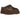 UGG Tasman Slipper Caspian Burnt Cedar baskets de profil avec empeigne en daim et le détail brodé caractéristique sur le bord du talon.