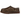 Baskets UGG Tasman Slipper Caspian Burnt Cedar en vue angulaire, montrant la tige en daim marron avec le détail brodé emblématique sur le col.