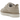 UGG Lowmel Lo Mustard Seed baskets vue angulaire avec tige en daim beige, languette rembourrée et semelle extérieure en gomme