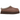 UGG Tazz II Slipper Rocky Oak baskets vue sous angle avec empeigne en daim marron, semelle plateforme et bordure brodée
