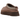 UGG Tazz II Slipper Rocky Oak baskets vue sous angle avec empeigne en daim, doublure en fausse fourrure et semelle plateforme épaisse marron