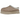 UGG Tazz II Slipper Sand baskets vue sous un angle avec dessus en daim marron, doublure en peau de mouton et semelle plateforme signature