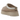 UGG Tazz II Slipper Sand baskets vue latérale en daim beige avec bordure tressée brodée, semelle plateforme en caoutchouc et doublure douce