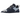 UGG Lowmel Dark Indigo Sea Salt baskets en vue laterale avec une tige bleu foncé, lacets et semelle blanche
