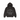 Stussy Established Black Zip Hoodie baskets vue de face avec capuche, fermeture éclair intégrale, poignets côtelés et logo Stussy sur la poitrine.