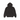 Stussy Established Black Zip Hoodie, sweat à capuche noir avec fermeture éclair, vue de face avec logo blanc sur la poitrine et capuche ajustable.