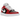 Jordan 1 Low Chicago Flip baskets presentées de profil avec une empeigne en cuir rouge et blanc, des détails noirs et des lacets