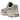 Asics Gel-Kayano 14 Birch Dark Pewter baskets vue latérale avec empeigne en mesh beige, détails gris foncé et la semelle amortissante emblématique.