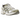 Asics Gel-1130 White Dried Leaf Green baskets vue angulaire avec empeigne blanche, détails verts, lacets et semelle extérieure en caoutchouc.