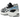 Asics GT-2160 Black Pure Silver Bright Blue baskets en vue latérale avec maille noire, détails argentés et accents bleu vif sur la semelle