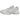 Asics Gel-Kayano 20 White Pure Silver baskets vue angulaire, montrant une empeigne en mesh blanc, des détails argentés et une semelle Gel robuste