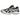 Asics Gel-Kayano 14 Obsidian Grey Cement baskets en vue angulaire avec détails argentés, mesh noir et semelle extérieure durable