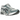 Asics Gel-Kayano 14 White Fjord Grey baskets vue en angle avec empeigne en maille blanche, détails gris et semelle intermédiaire dotée de la technologie Gel