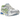 Asics Gel-Kayano 14 Sprite baskets en vue angulaire avec empiècements argentés, accents bleu clair et semelle à amorti classique