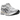 Baskets Asics Gel-Kayano 14 White Graphite Grey vue en angle, avec empeigne en maille blanche, détails argentés métalliques et semelle grise.
