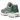 Asics Gel-Kayano 14 Dried Leaf Green Pure Silver baskets en vue latérale montrant l'empeigne en maille verte, les détails argentés et la semelle GEL