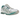Asics Gel-Nimbus 10.1 White Rainy Lake baskets vue sous un angle montrant le mesh blanc, les détails argentés et la semelle bleu sarcelle