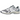 Asics Gel-DS Trainer 14 White Pure Silver baskets vue latérale avec mesh blanc, détails argentés, lacets et semelle amortissante