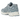 Asics Gel-NYC Dolphin Grey Fjord Grey baskets vue latérale avec des tons gris, des lacets blancs et une semelle intermédiaire détaillée.