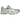 Asics Gel-Kayano 14 Silver Lime baskets vue latérale avec une tige en mesh argenté, des détails vert lime et une semelle intermédiaire blanche amortissante.