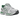 Asics Gel-Kayano 12.1 Silver Green baskets vue latérale avec une tige en mesh argent métallisé, détails verts et une semelle amortissante