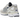 Asics Gel-NYC White Grey Midnight baskets vue latérale avec mesh blanc, détails en daim gris et une semelle ainsi qu'un logo bleu nuit contrastants