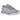 Baskets Asics Gel-NYC Piedmont Grey Bluebell vue latérale, présentant une empeigne en mesh et daim gris avec des détails bleus et une semelle blanche.