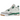 Air Jordan 4 Retro SB Pine Green baskets en vue sous angle avec empeigne blanche, details verts, lacets classiques et unite Air visible