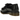 Dr. Martens Adrian Loafer Black baskets vue latérale en cuir lisse noir avec détail à franges classique, boucle dorée et surpiqûres jaunes emblématiques