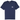 Stussy Tee Navy baskets vue de face avec le logo Stussy classique imprimé en blanc sur la poitrine d'un t-shirt bleu marine