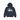 Stussy Basic Hoodie Navy baskets – vue de face d'un sweat à capuche bleu marine en coton avec logo Stussy blanc sur la poitrine et cordon de serrage