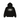 Stussy Tile Oval Hoodie Black baskets vue de face en coton noir avec logo graphique blanc contrasté imprimé sur la poitrine.