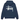 Stussy Basic Stussy Zip Hoodie Navy baskets vue de face avec fermeture éclair intégrale, capuche et logo imprimé blanc sur la poitrine et le dos
