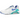 Nike Air 180 White Medium Blue Clear Jade baskets vue sous angle avec empeigne blanche, details bleus et unite d'air