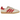 Adidas Gazelle Indoor Magic Victory Red baskets en profil latéral avec une tige en daim beige et des détails rouges
